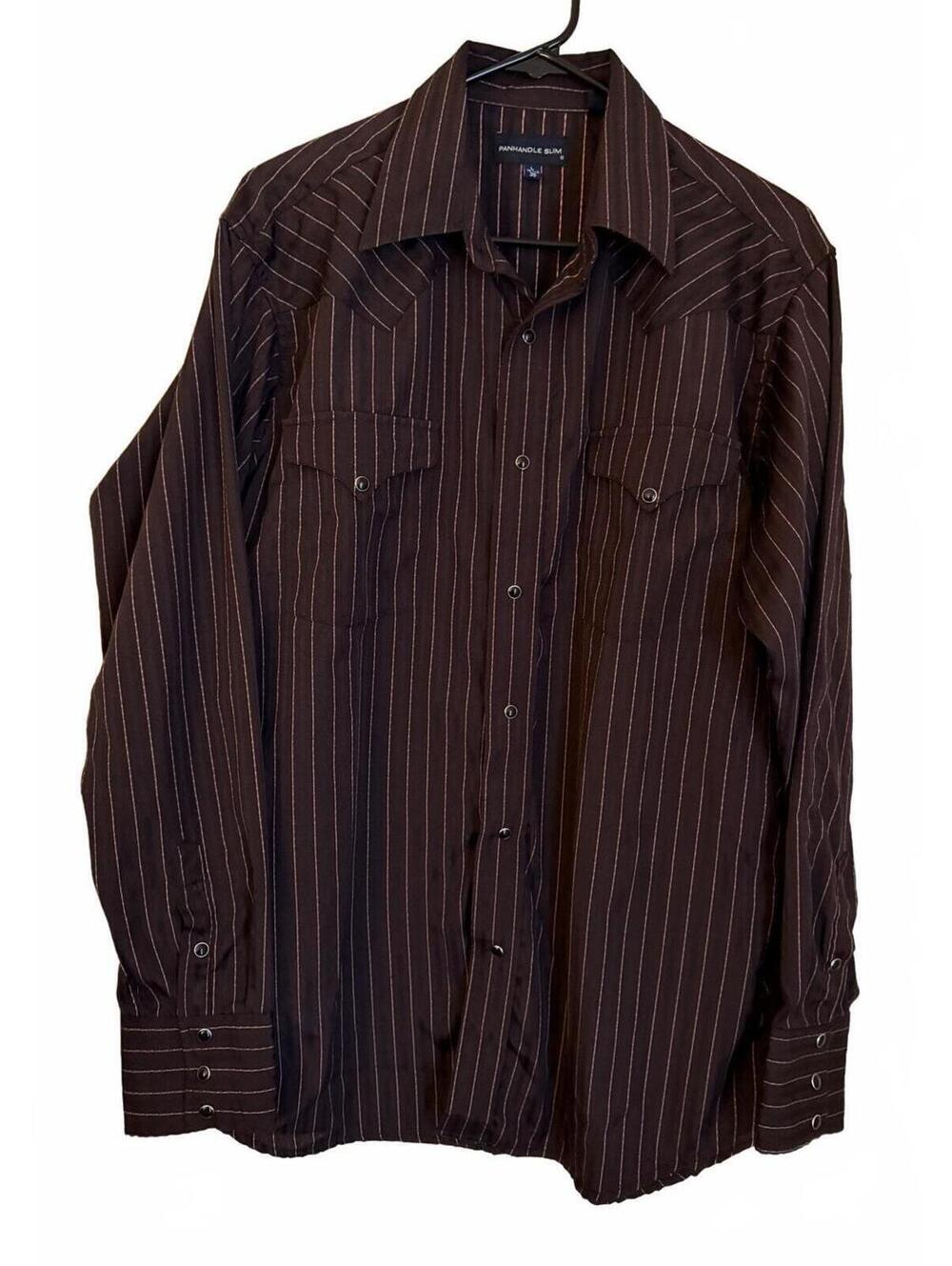 Panhandle Slim Western Men's Shirt Large Cowboy Snaps Pinstriped Casual Top